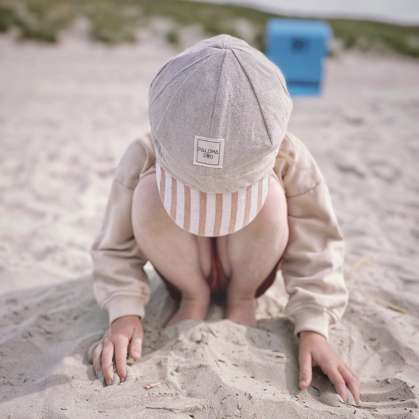Velo Cap | Beiges Leinen & Terra Stripes